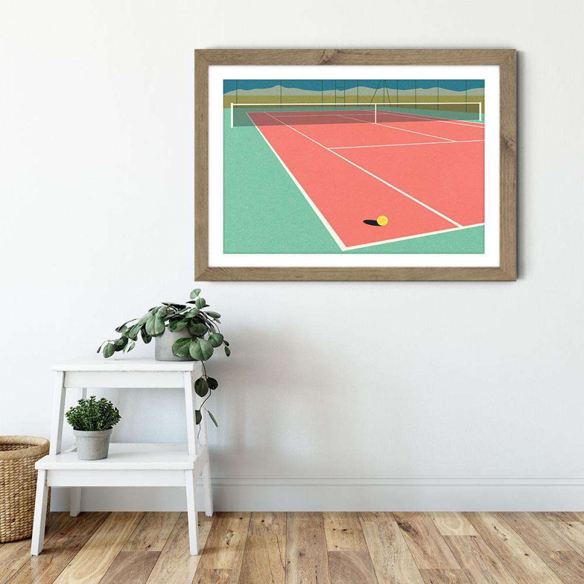 Nevada Tennis Court II Art Print Oak Frame – image 4