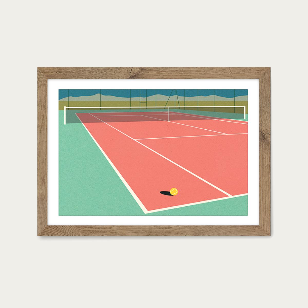Nevada Tennis Court II Art Print Oak Frame – image 1