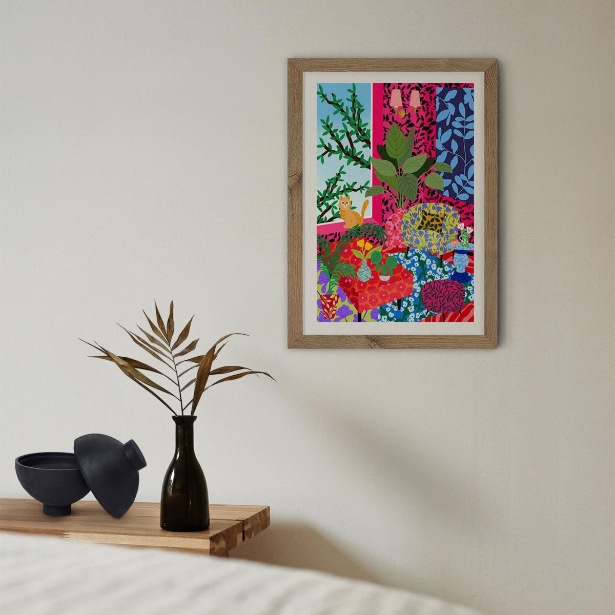 Living Room With A View Art Print Oak Frame – image 11