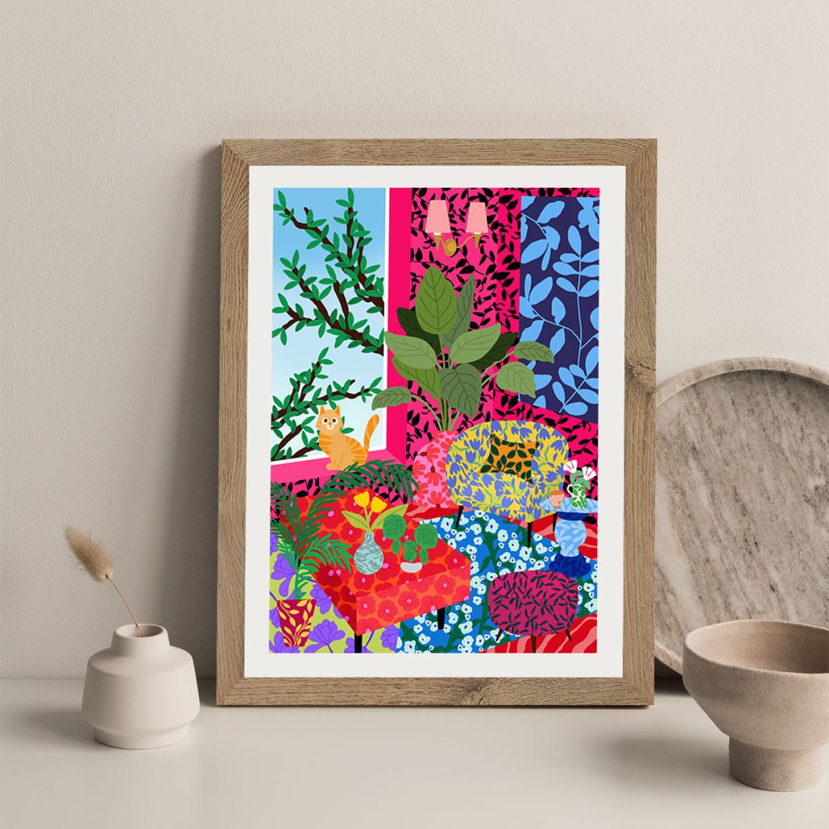Living Room With A View Art Print Oak Frame – image 5