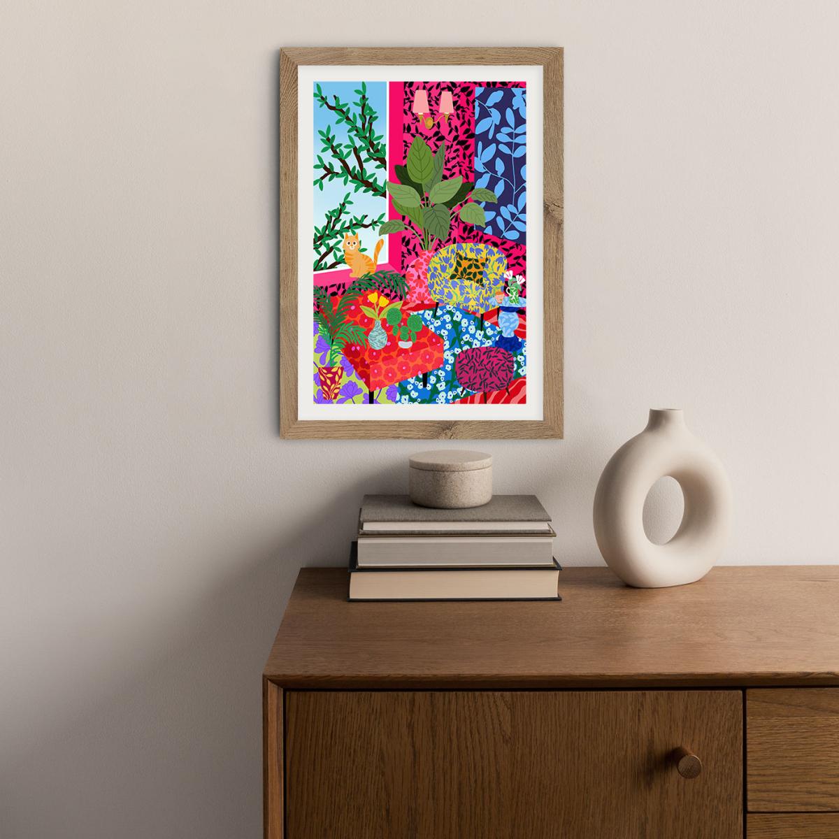 Living Room With A View Art Print Oak Frame – image 6
