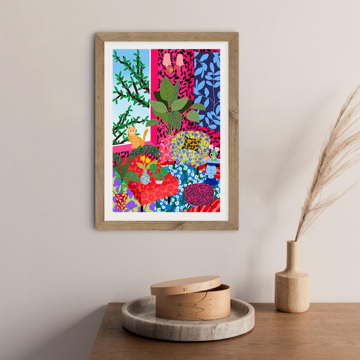 Living Room With A View Art Print Oak Frame – image 7