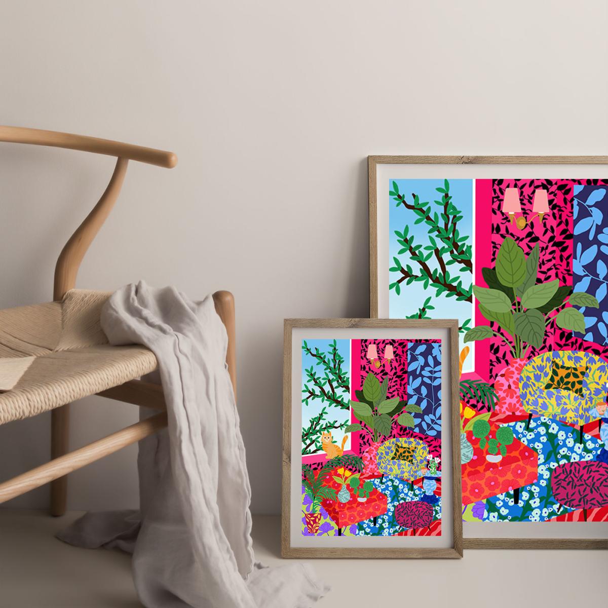 Living Room With A View Art Print Oak Frame – image 8