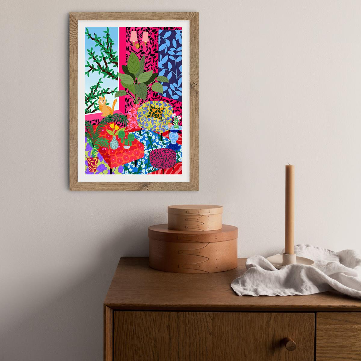 Living Room With A View Art Print Oak Frame – image 9