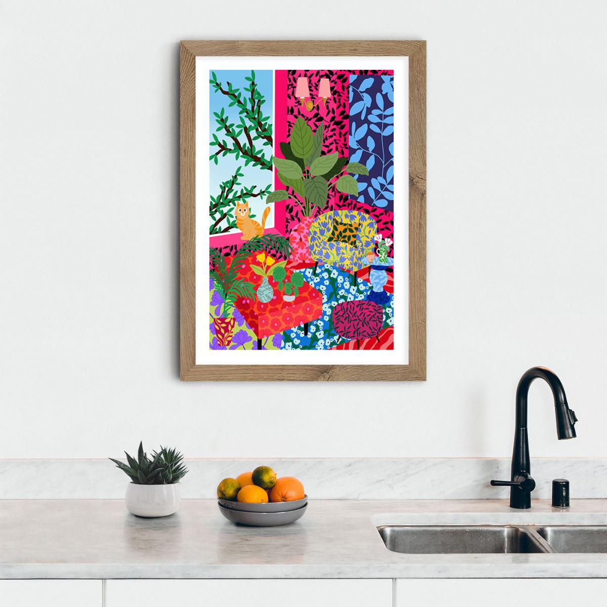 Living Room With A View Art Print Oak Frame – image 10