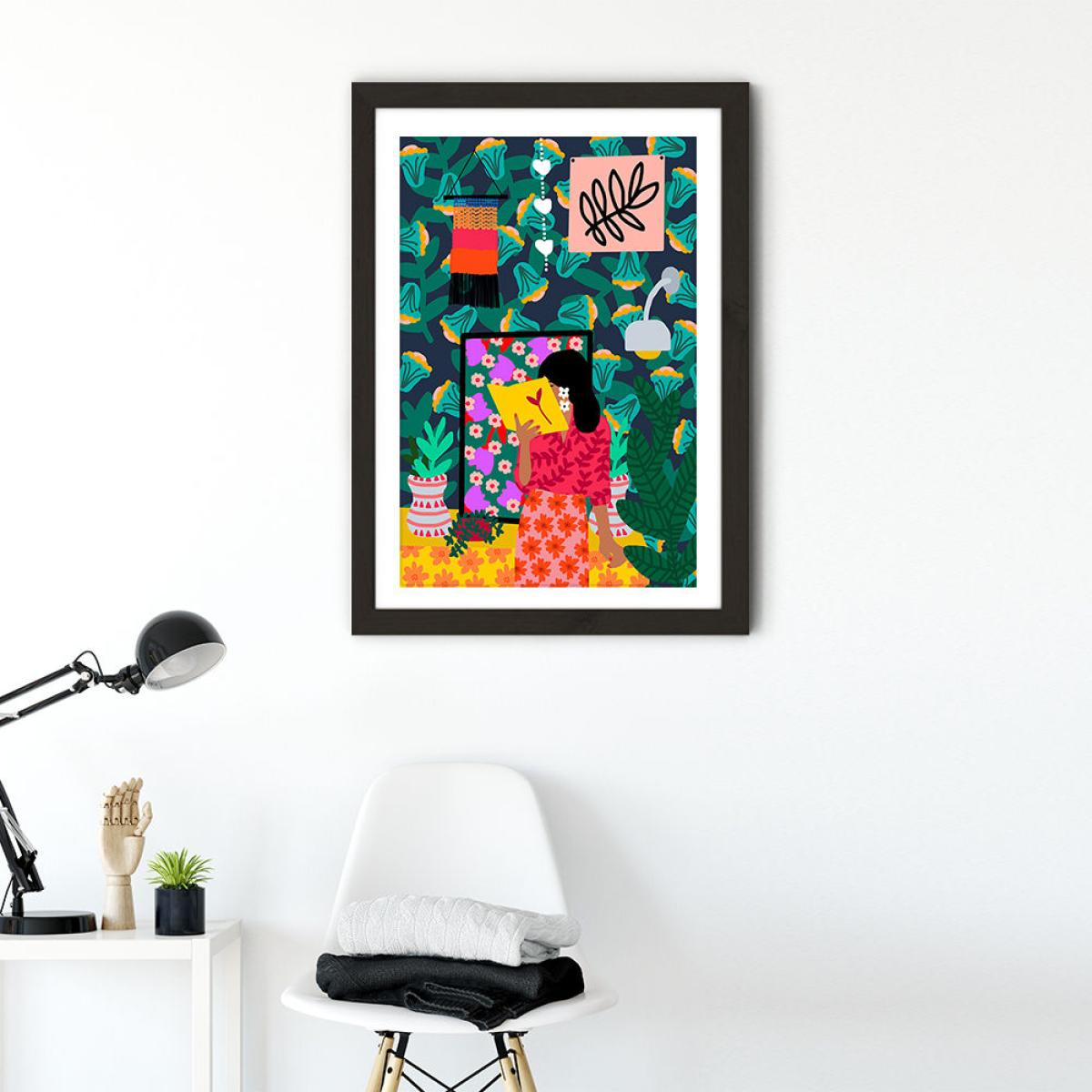 Reading all Day Art Print Black Frame – image 3