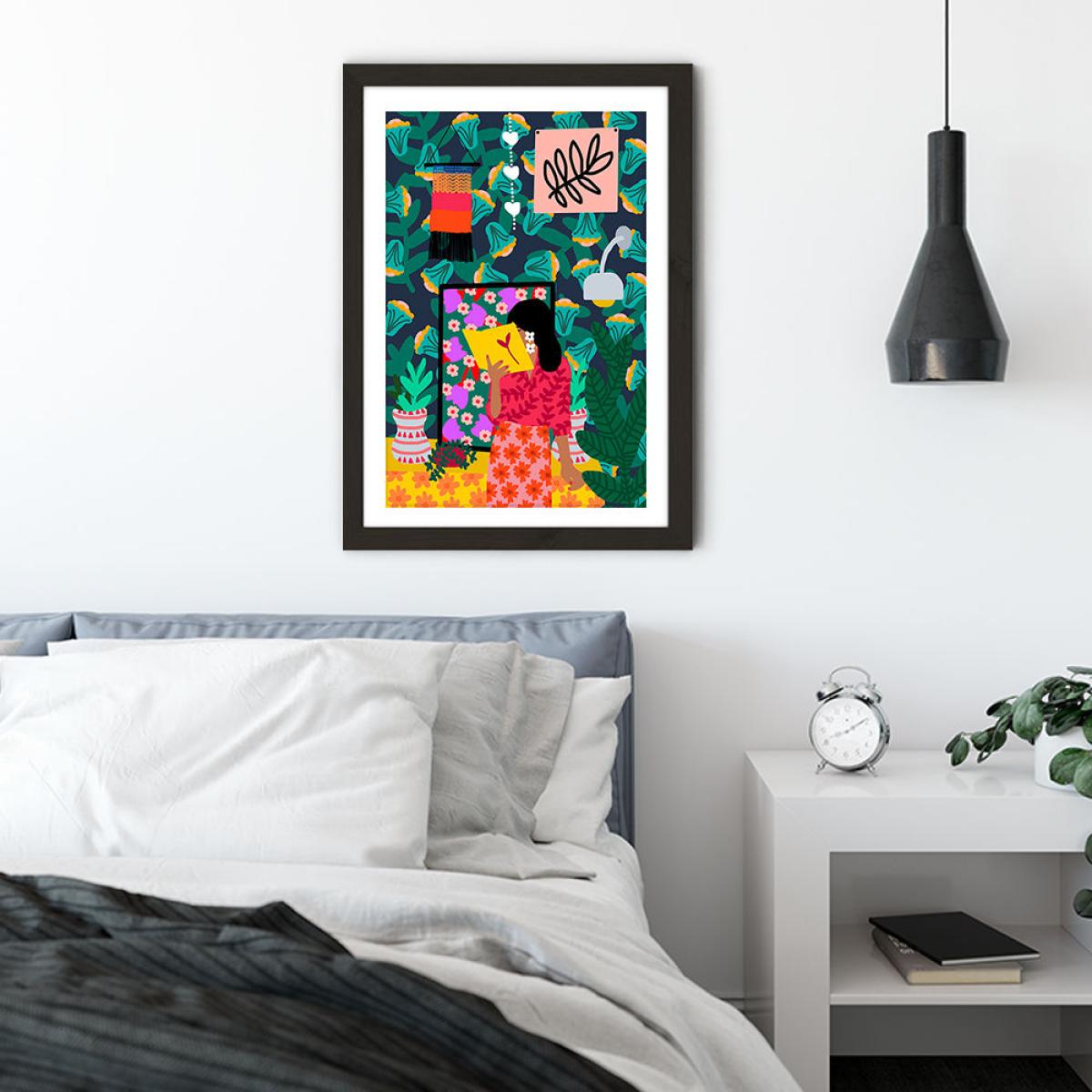 Reading all Day Art Print Black Frame – image 4
