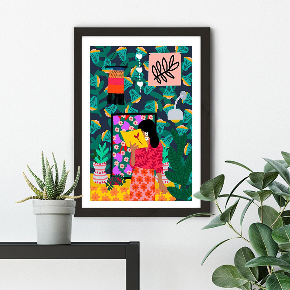 Reading all Day Art Print Black Frame – image 5