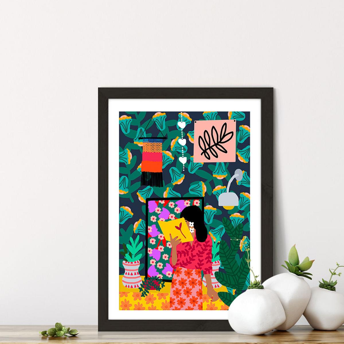 Reading all Day Art Print Black Frame – image 6