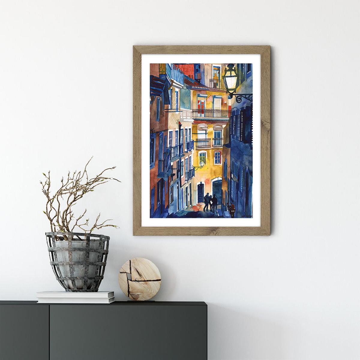 Lisbon Art Print Oak Frame – image 2