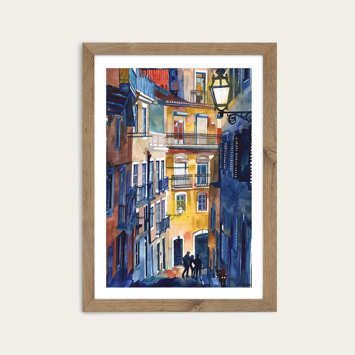 Lisbon Art Print Oak Frame – image 1