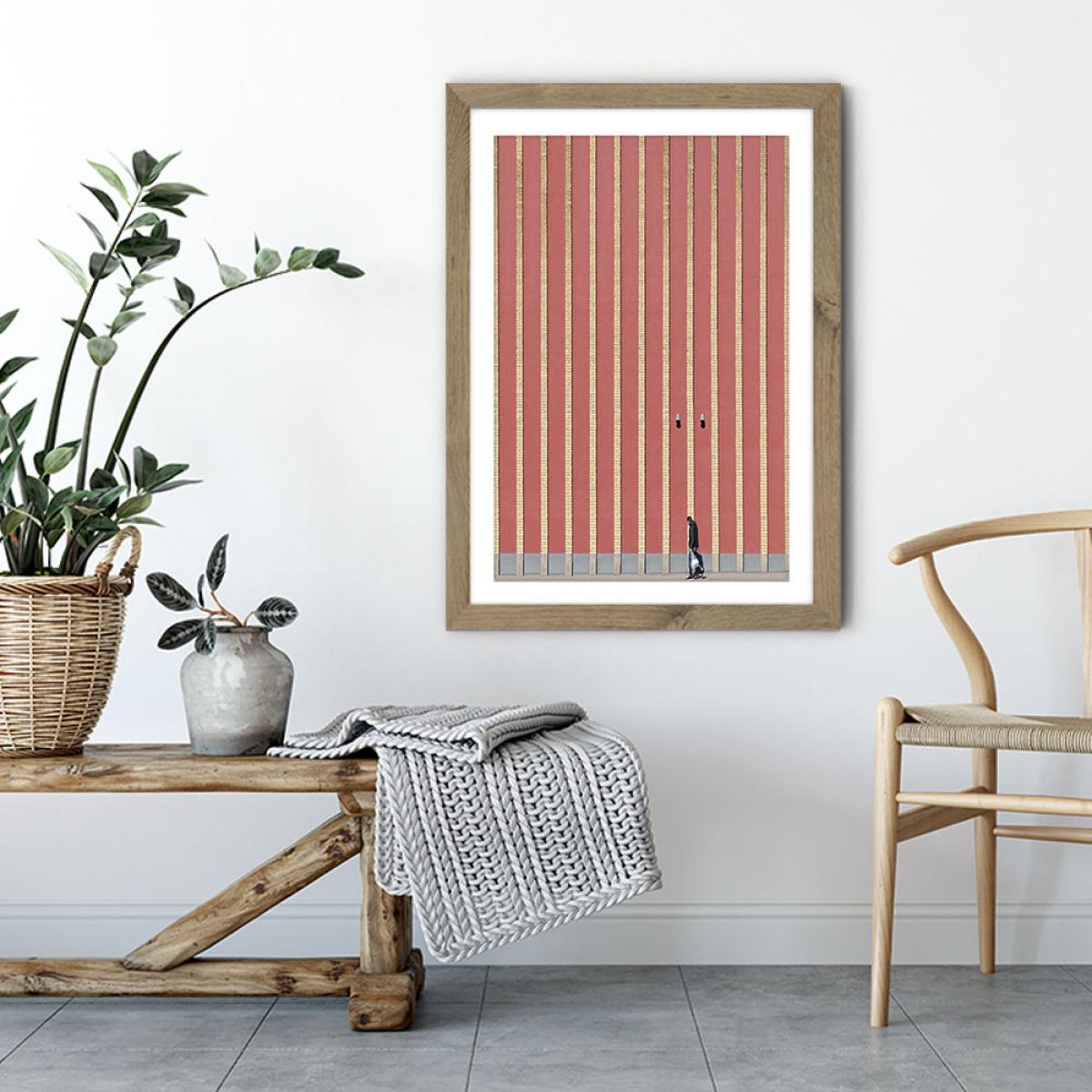 Striped Walker Art Print Oak Frame – image 2
