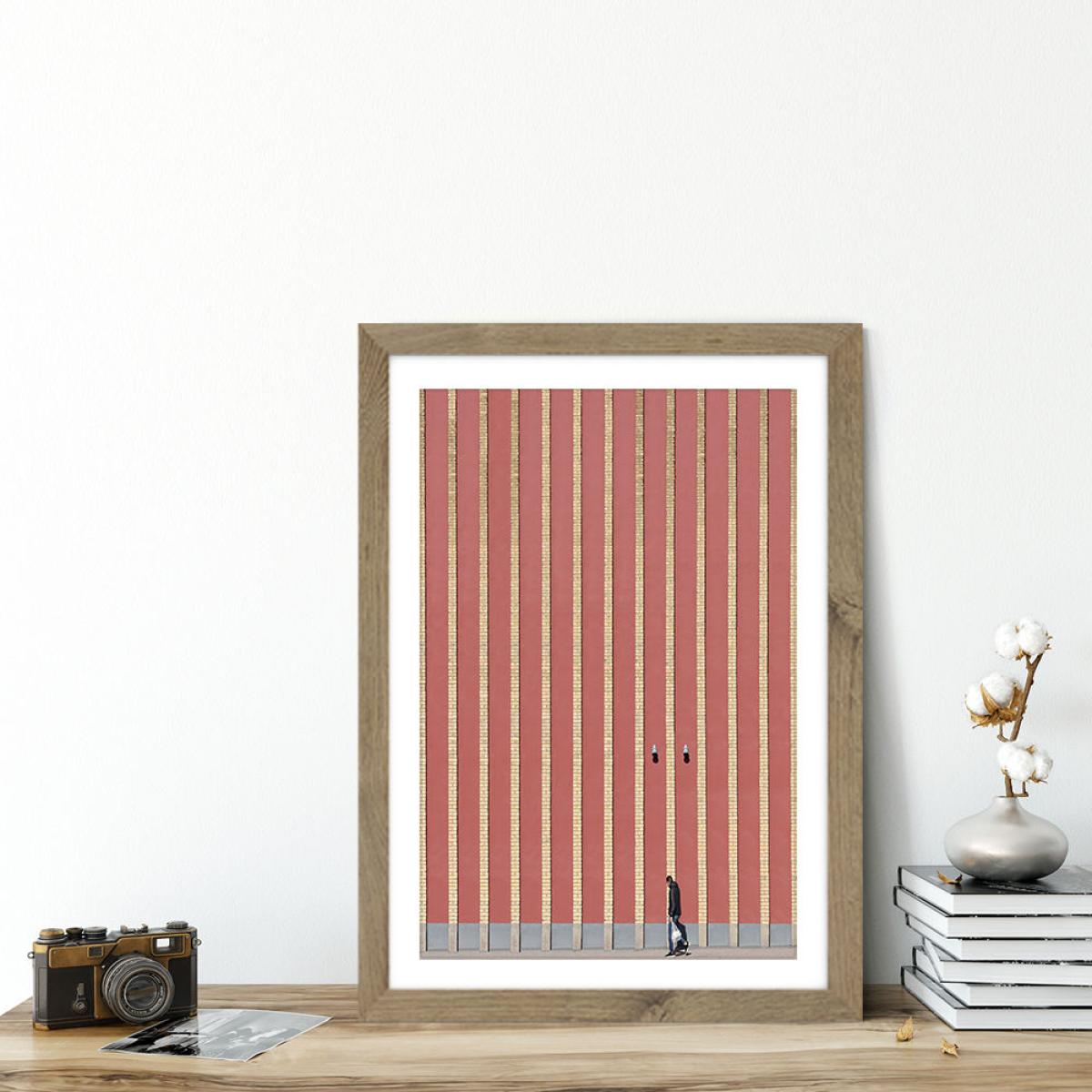 Striped Walker Art Print Oak Frame – image 3