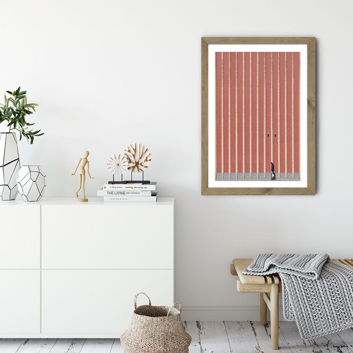 Striped Walker Art Print Oak Frame – image 4