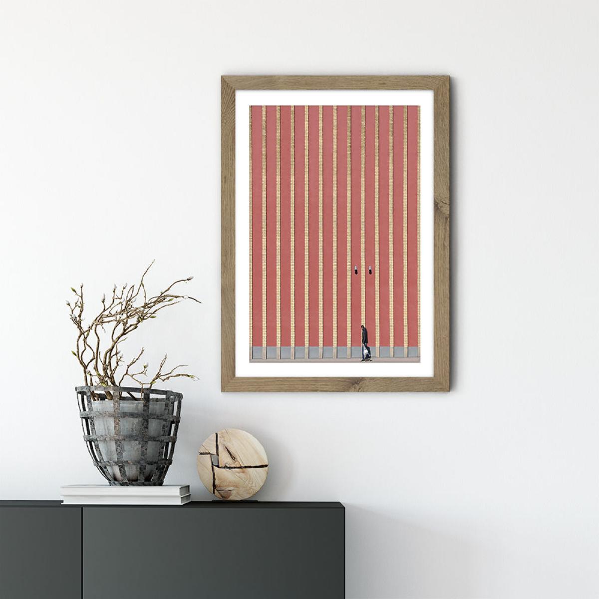 Striped Walker Art Print Oak Frame – image 5