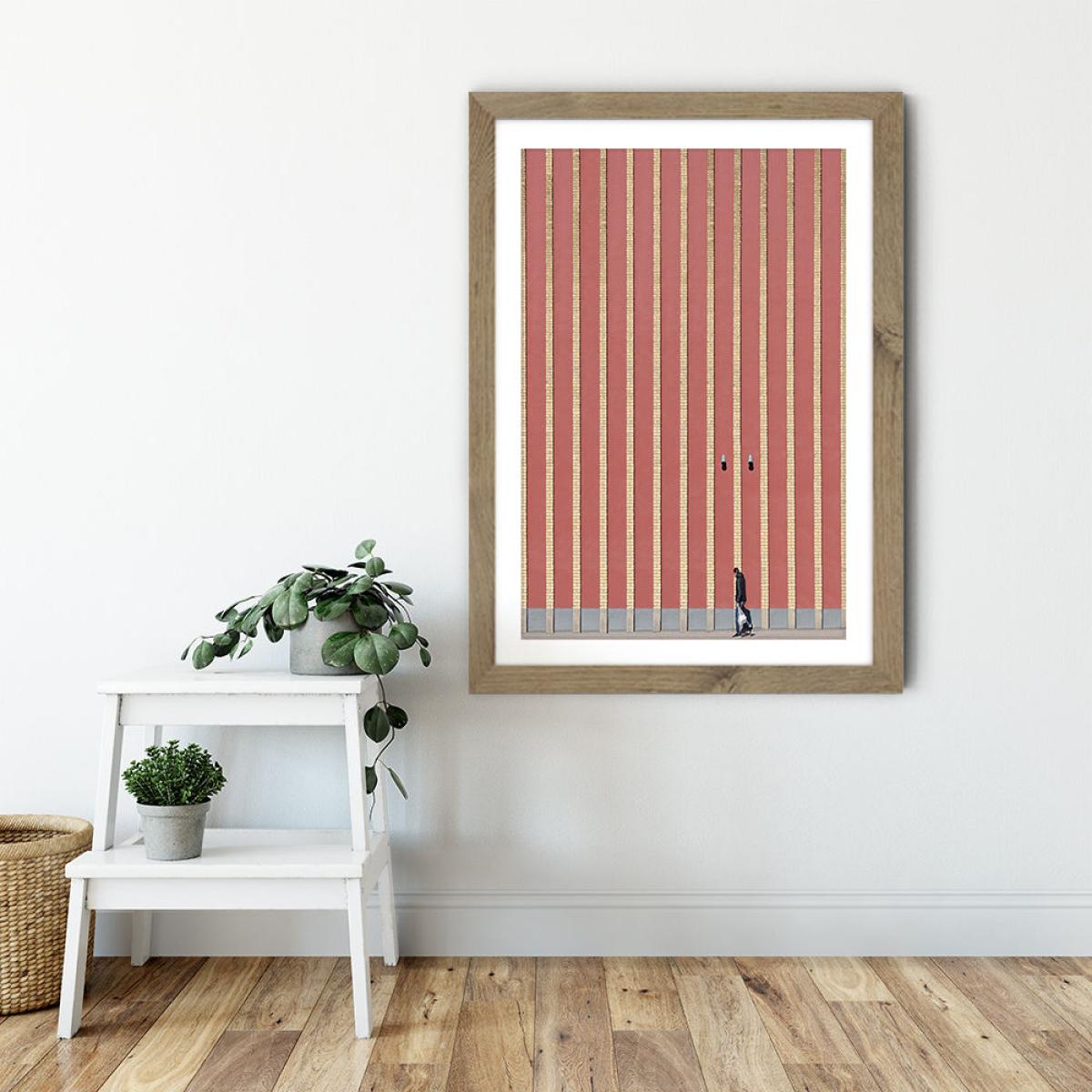 Striped Walker Art Print Oak Frame – image 6