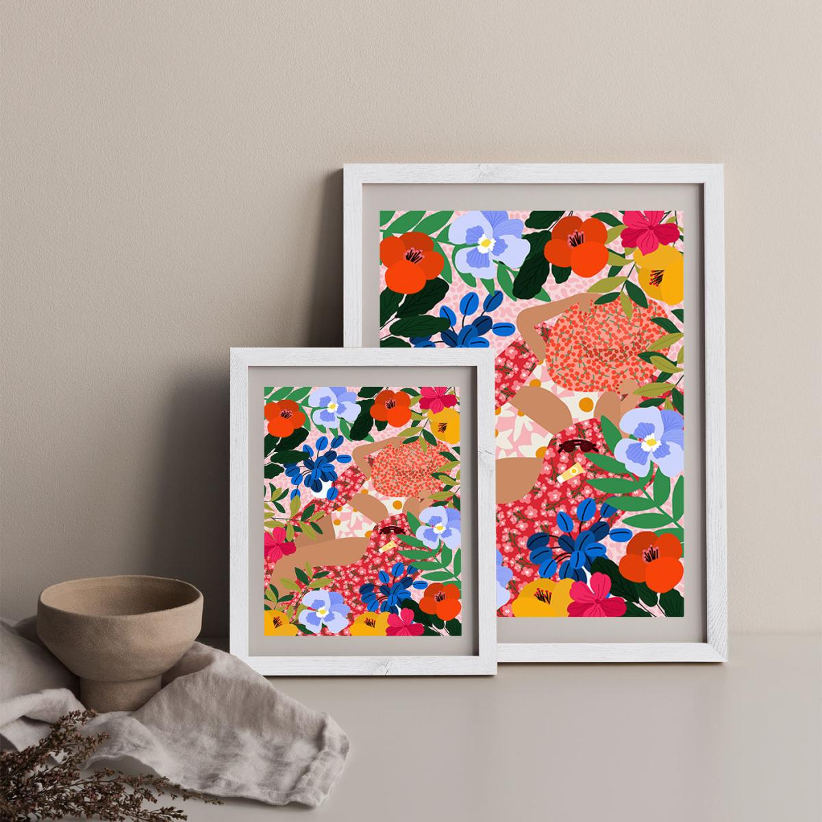 Sleeping Under The Sun Art Print White Frame – image 11