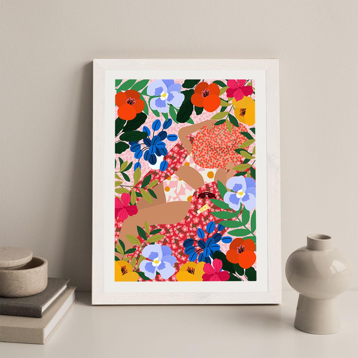 Sleeping Under The Sun Art Print White Frame – image 3