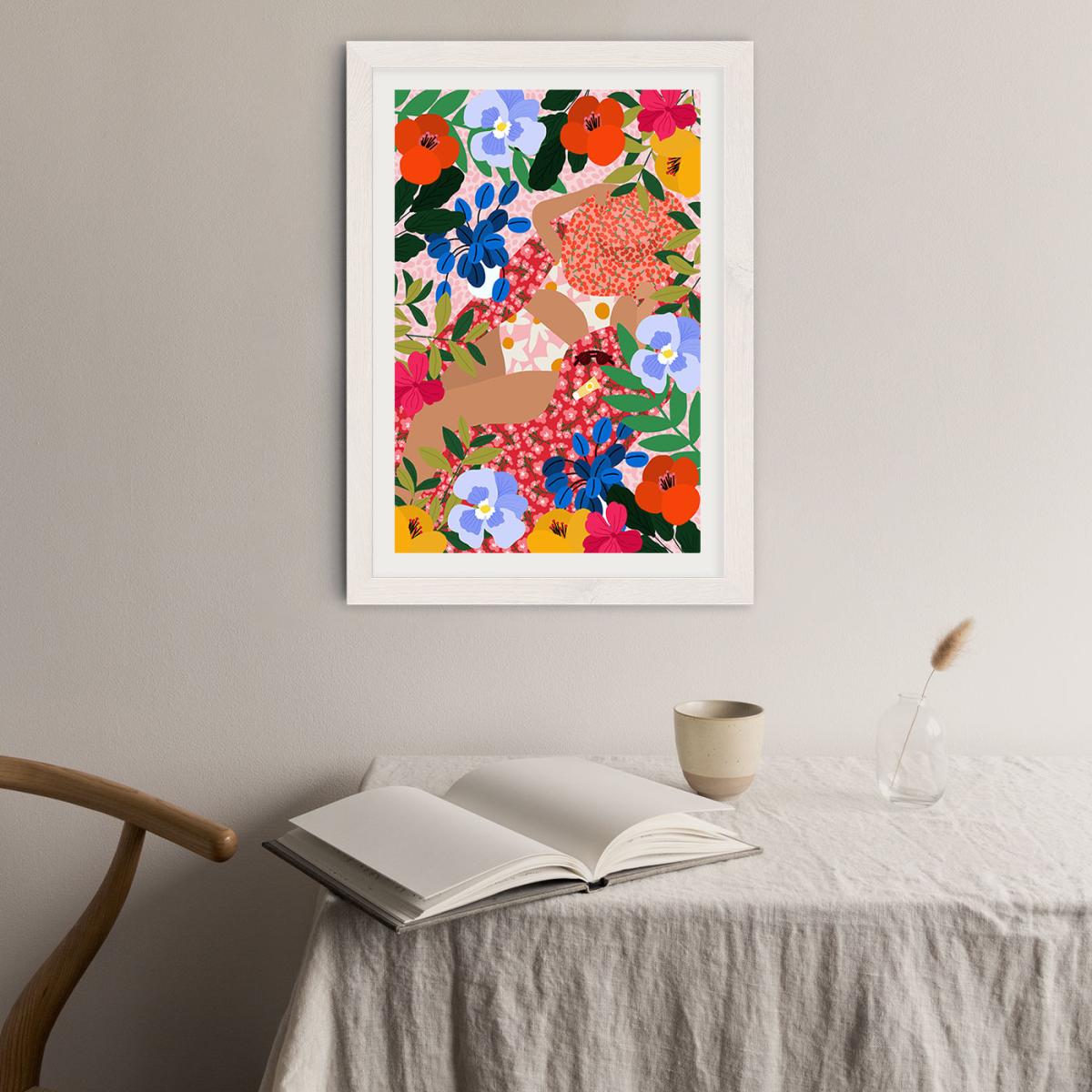 Sleeping Under The Sun Art Print White Frame – image 4