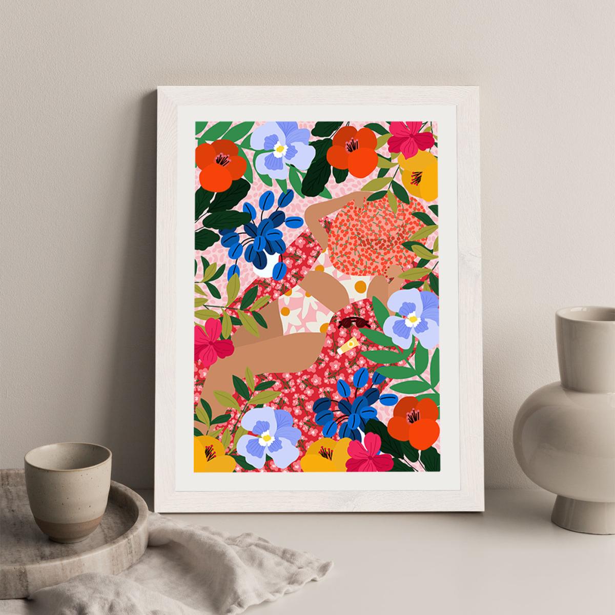 Sleeping Under The Sun Art Print White Frame – image 5