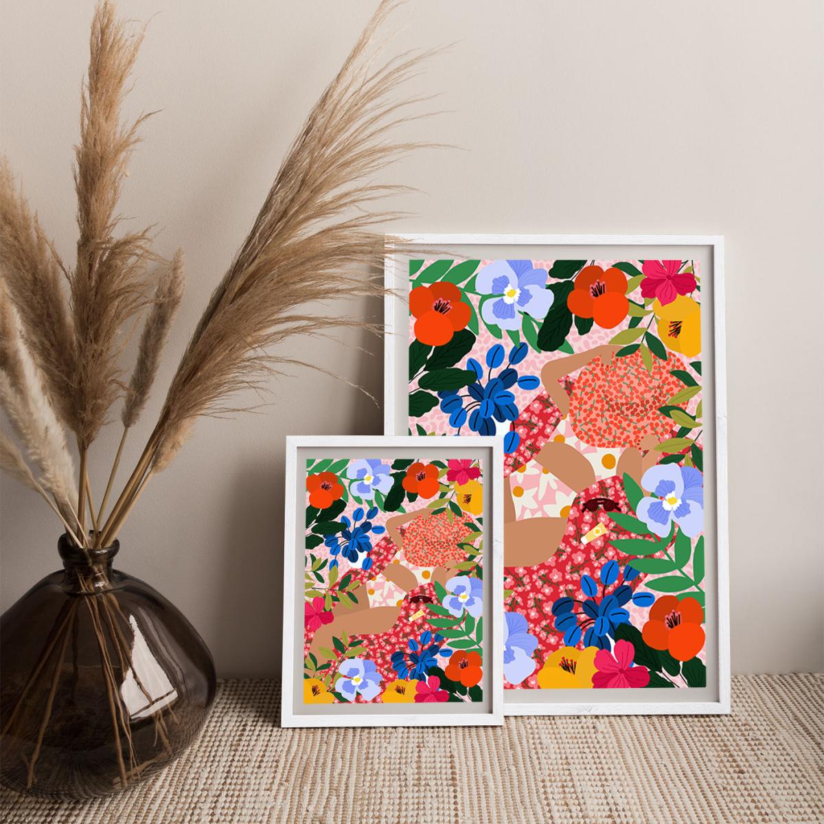 Sleeping Under The Sun Art Print White Frame – image 6
