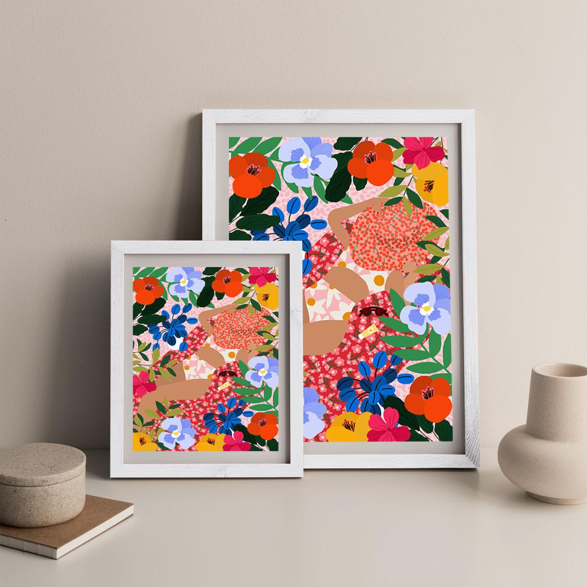 Sleeping Under The Sun Art Print White Frame – image 7