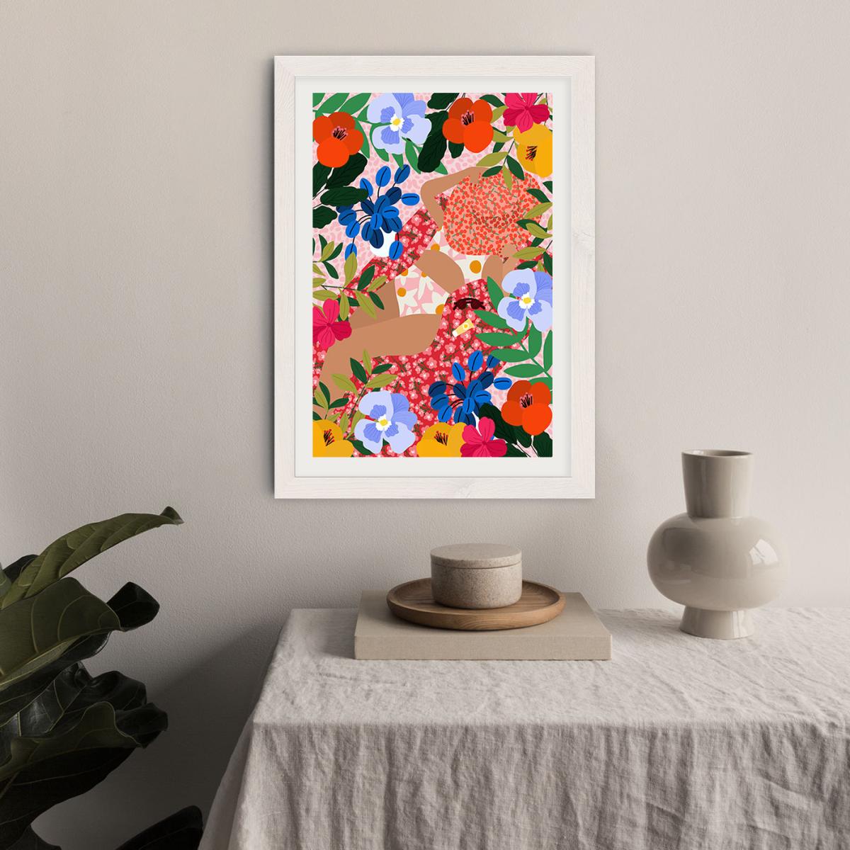 Sleeping Under The Sun Art Print White Frame – image 8