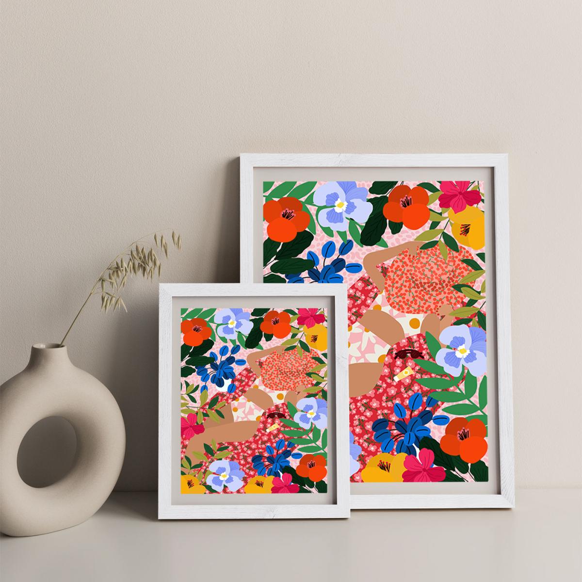 Sleeping Under The Sun Art Print White Frame – image 9