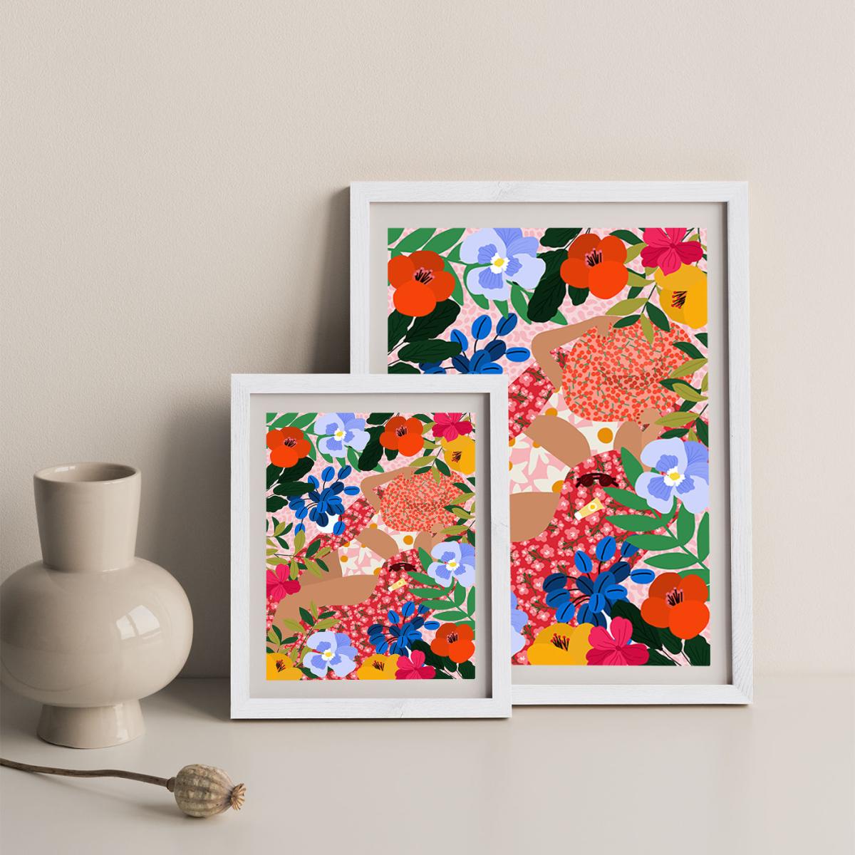 Sleeping Under The Sun Art Print White Frame – image 10