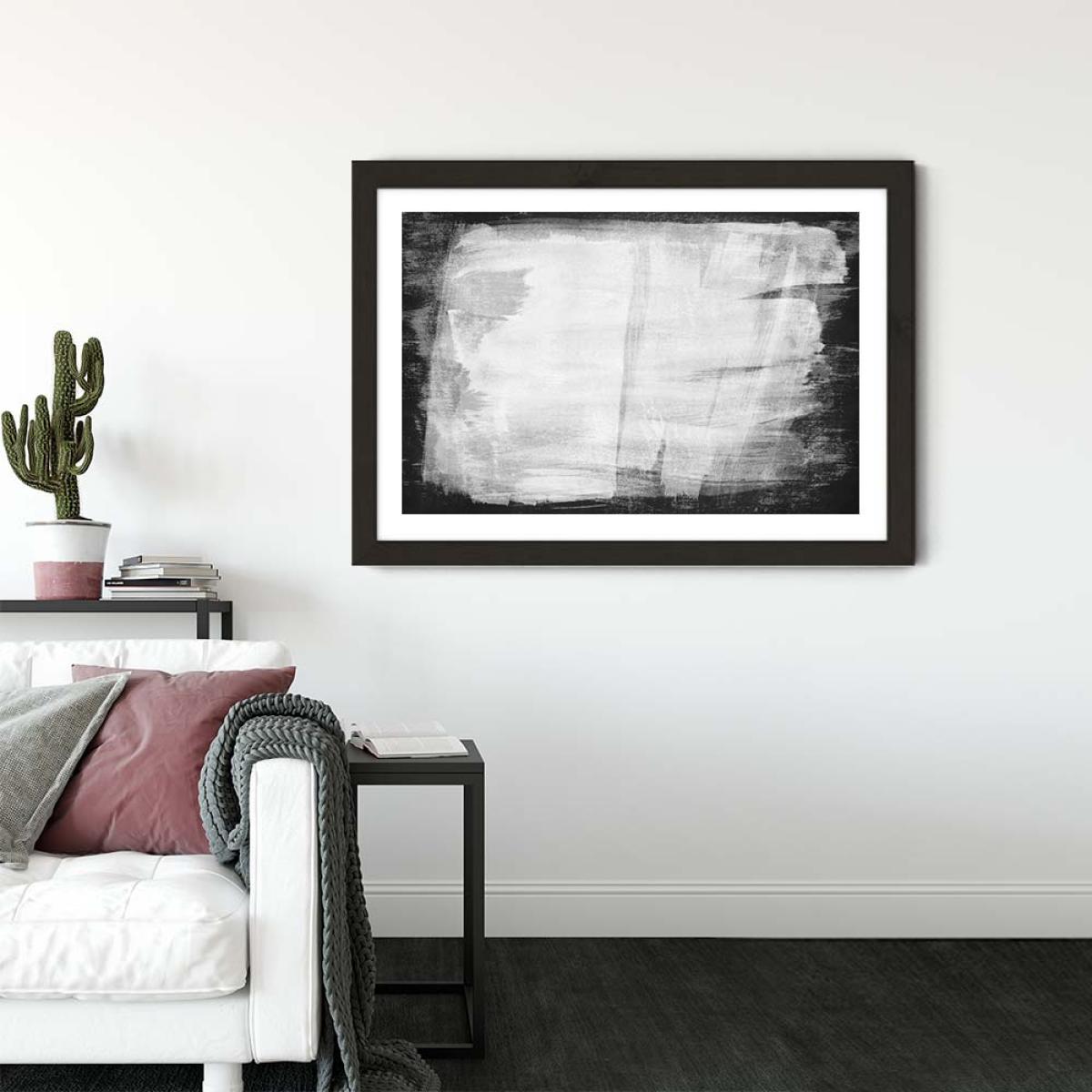 Minimal Abstract Black and White 10 Art Print Black Frame – image 2