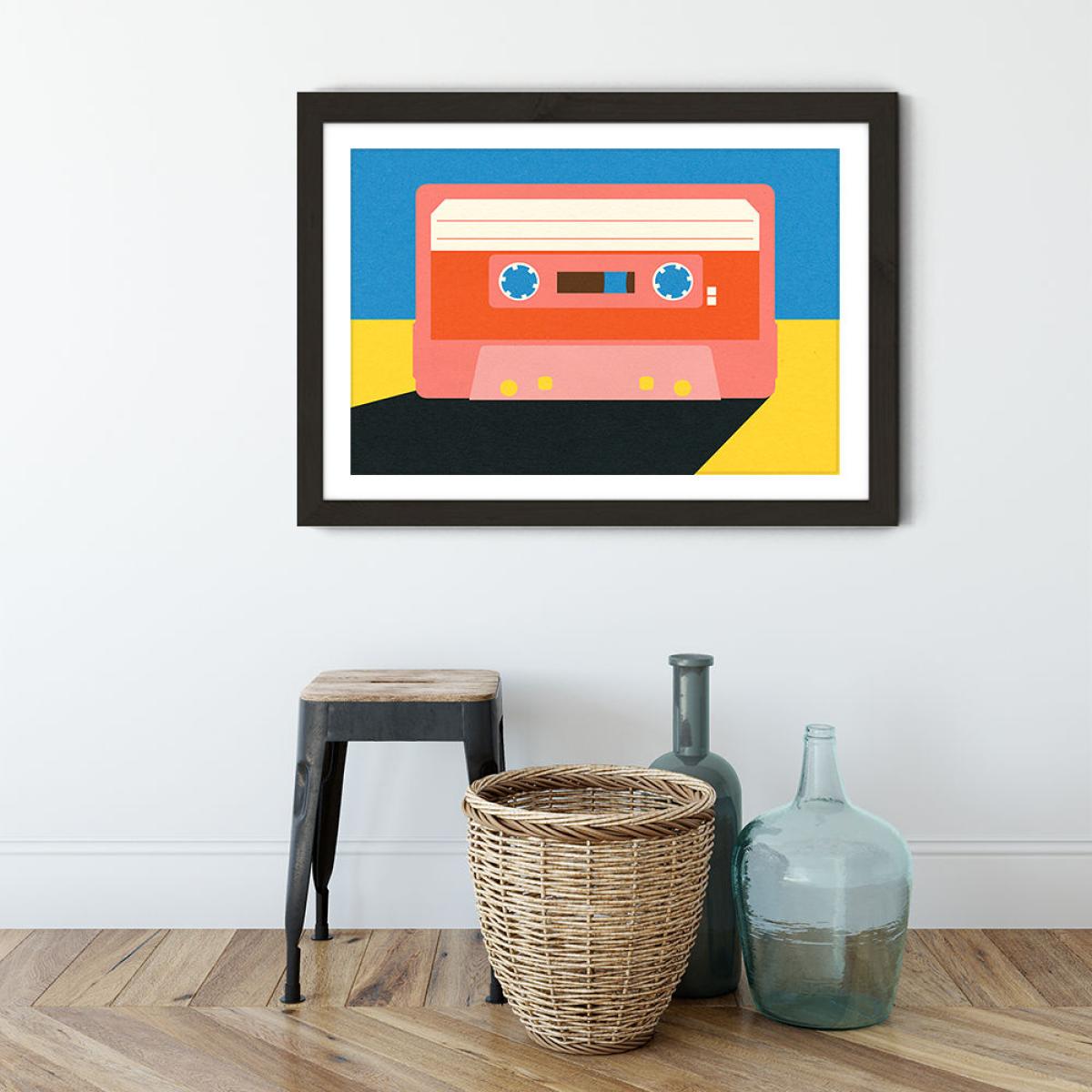 Coral Tape Art Print Black Frame – image 3