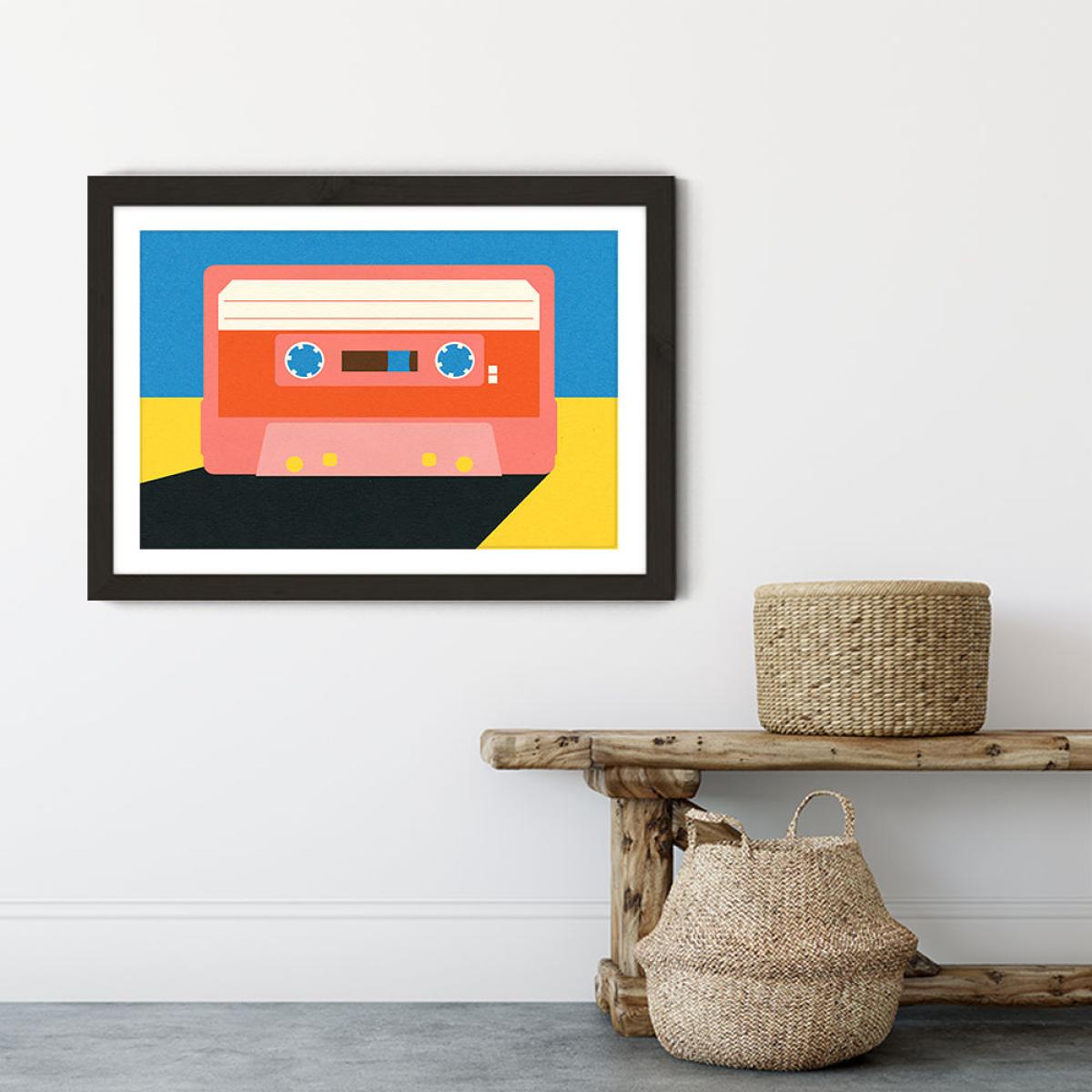 Coral Tape Art Print Black Frame – image 4