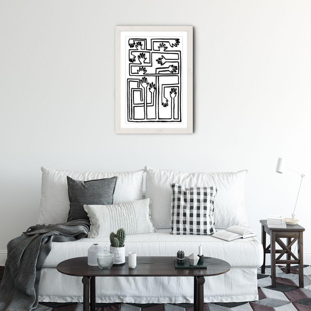 Hand Salad Art Print White Frame – image 2