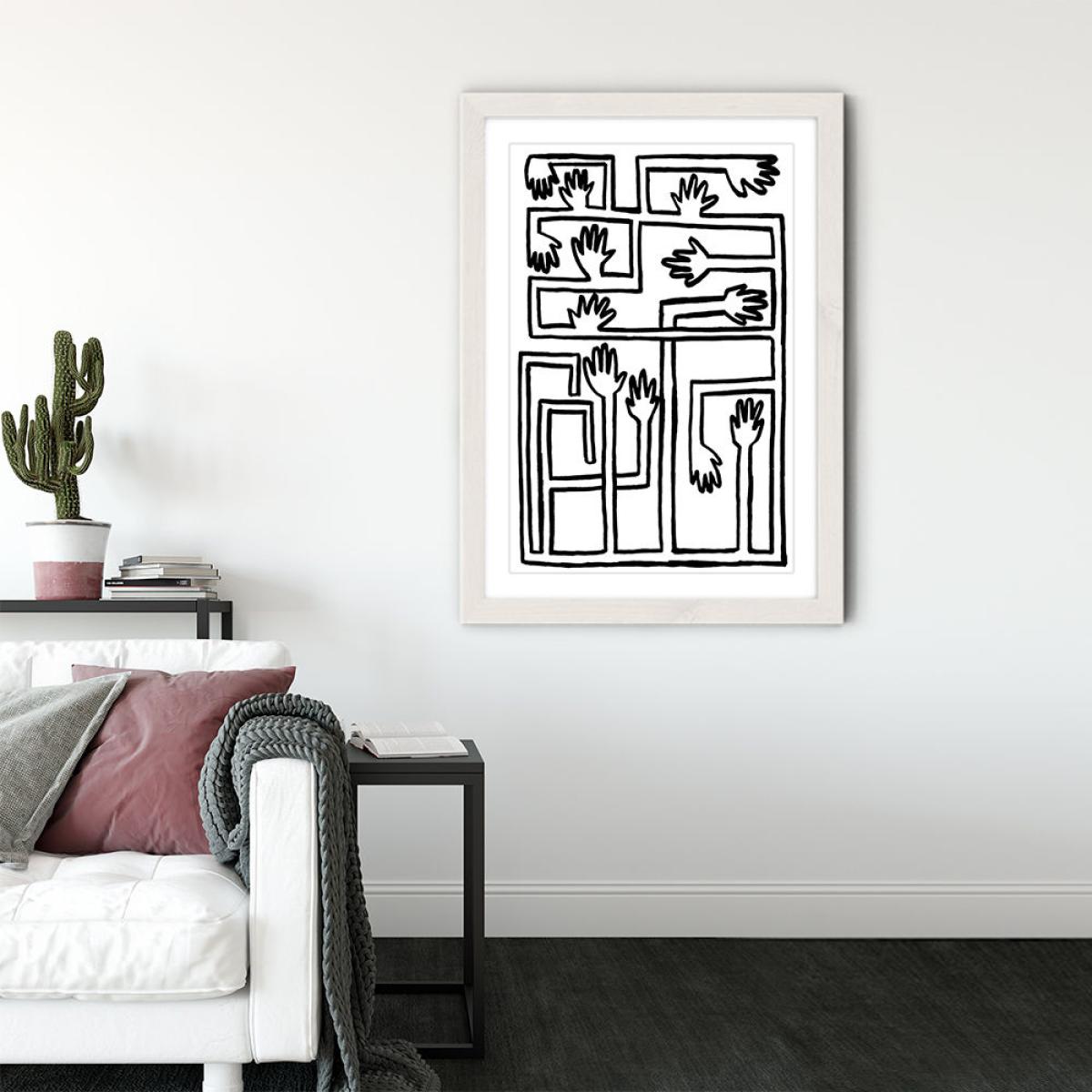 Hand Salad Art Print White Frame – image 3