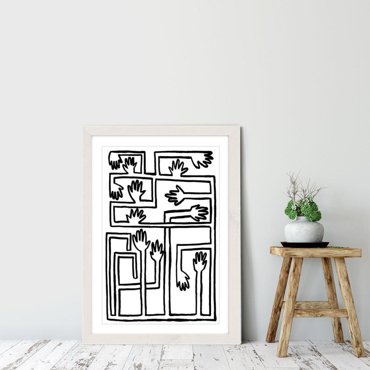 Hand Salad Art Print White Frame – image 5
