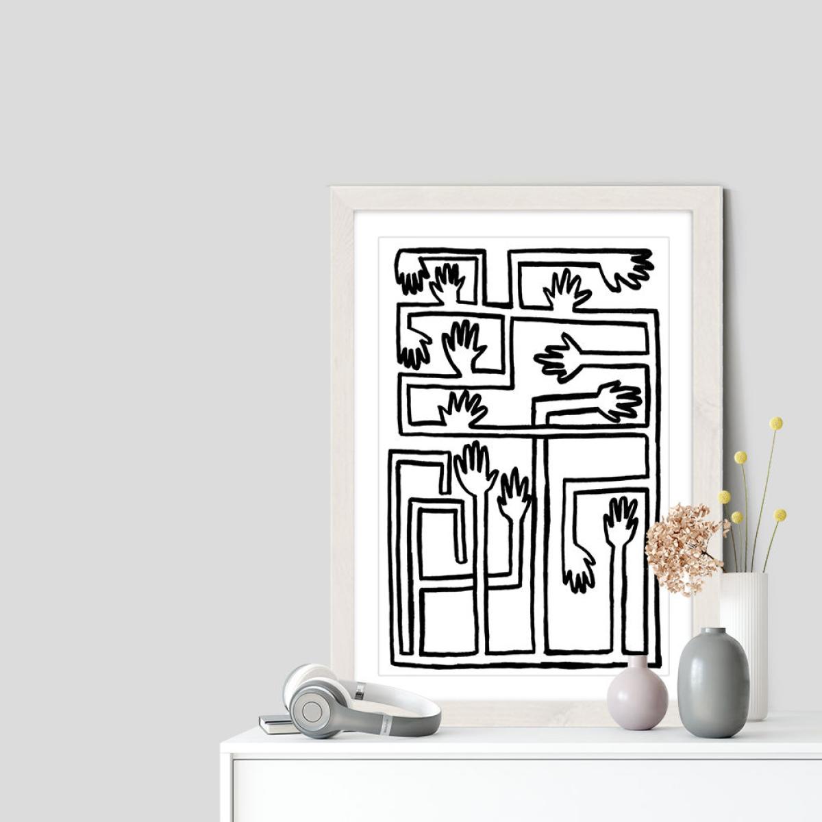 Hand Salad Art Print White Frame – image 6