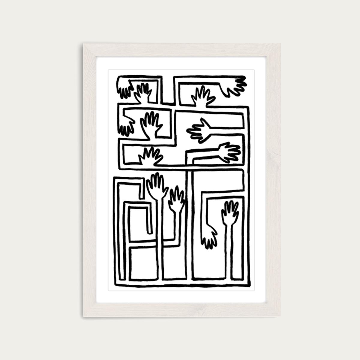 Hand Salad Art Print White Frame – image 1