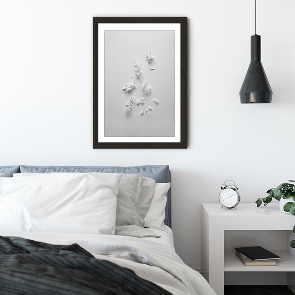 White Minimal Flowers Art Print Black Frame – image 4