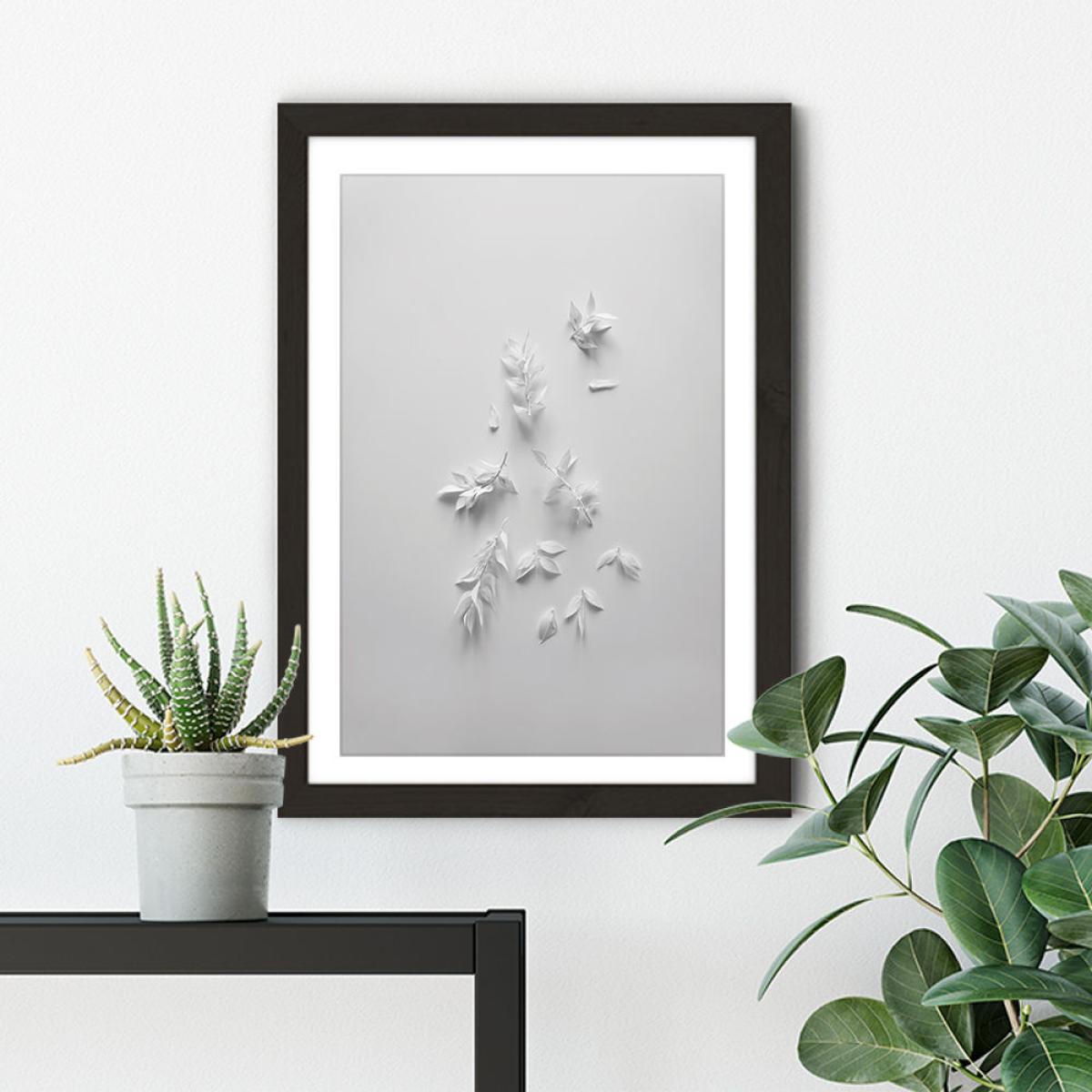 White Minimal Flowers Art Print Black Frame – image 5