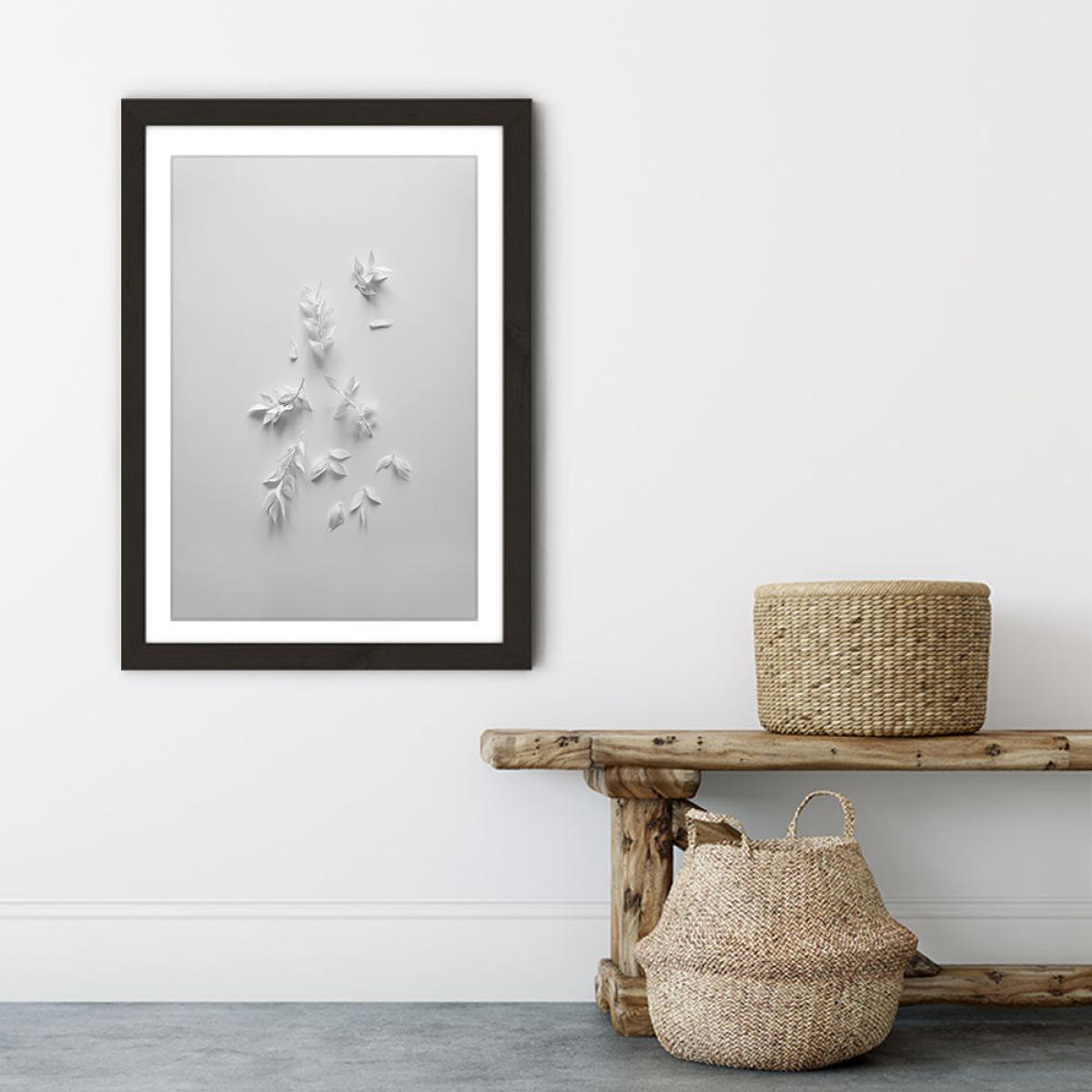 White Minimal Flowers Art Print Black Frame – image 6