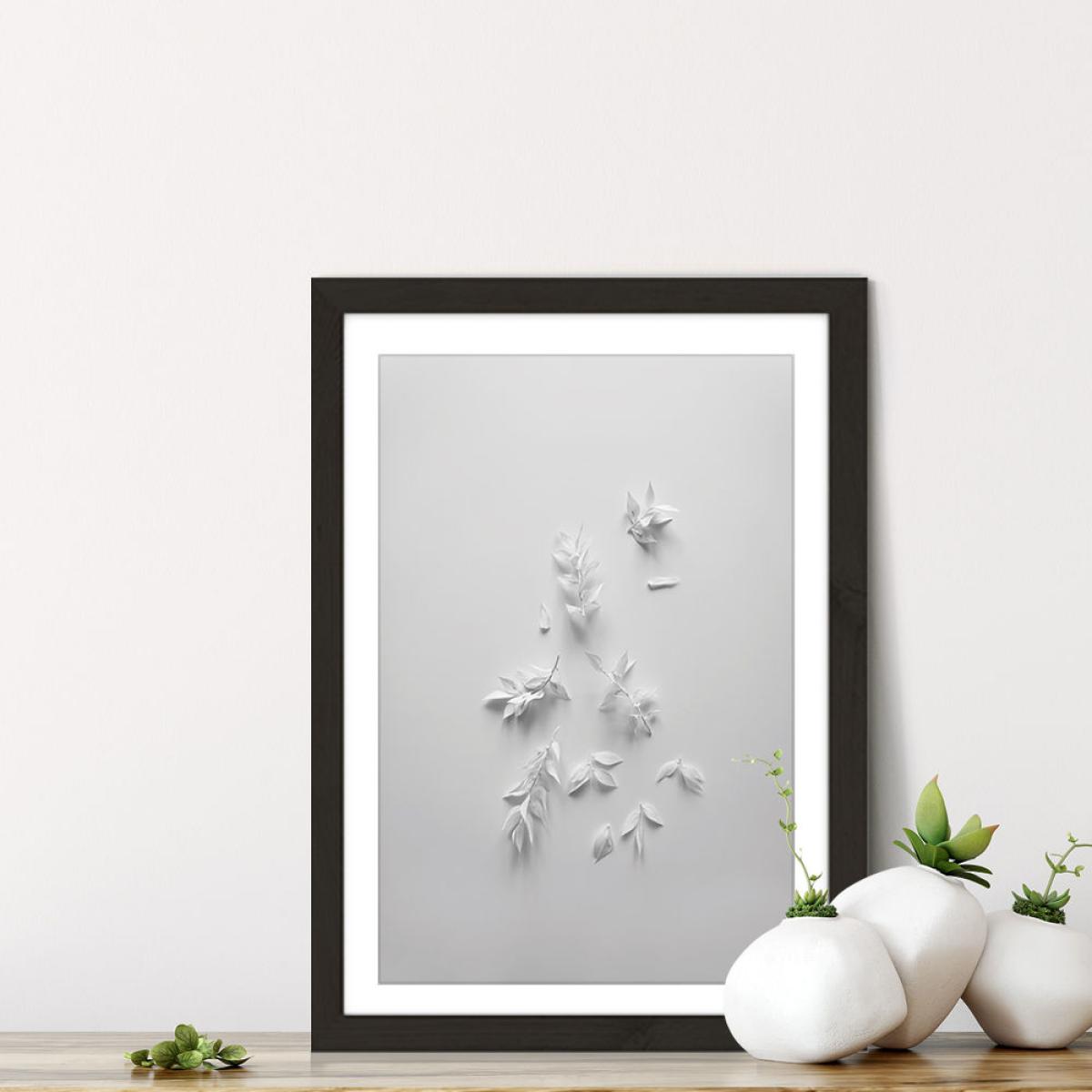 White Minimal Flowers Art Print Black Frame – image 7