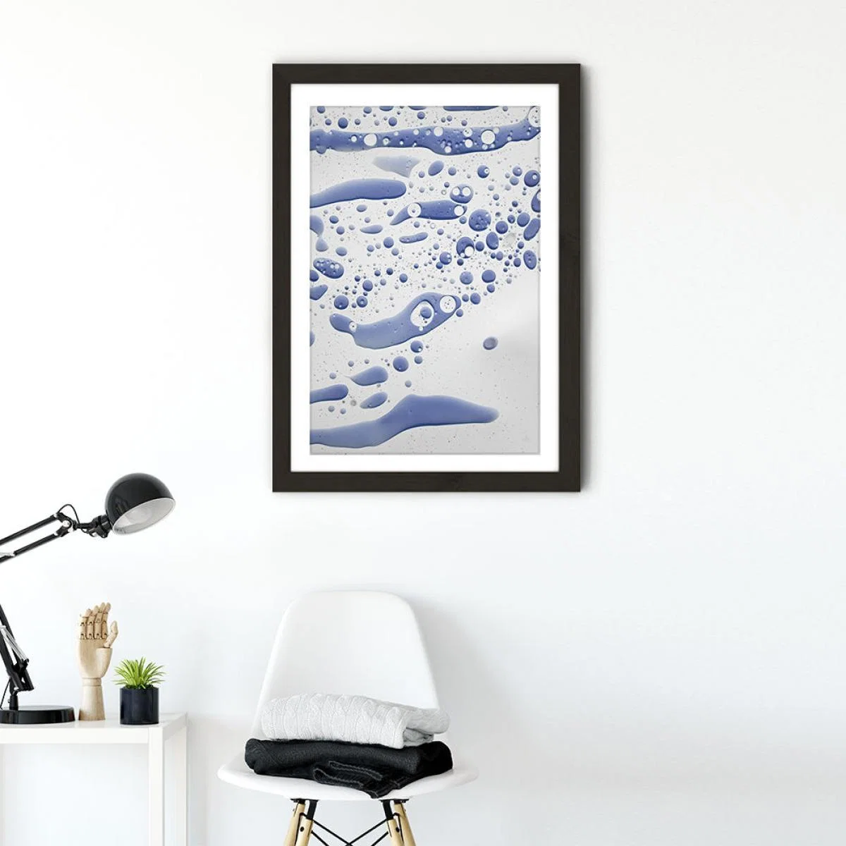 Abstract Colour Confetti – Ink Blue Art Print Black Frame – image 2