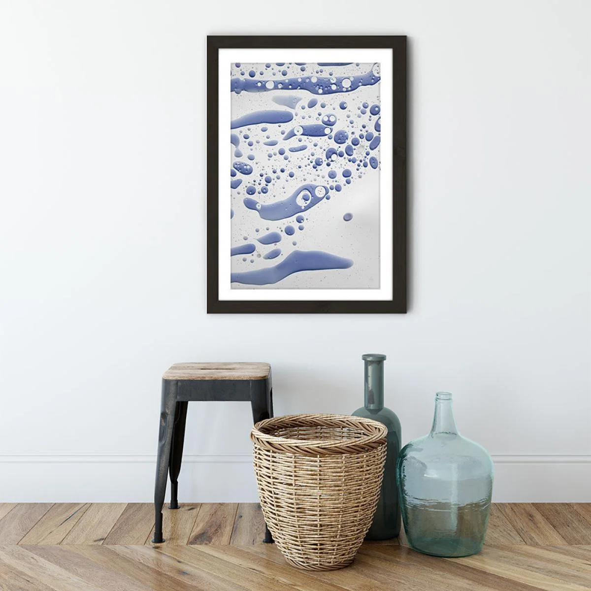 Abstract Colour Confetti – Ink Blue Art Print Black Frame – image 3