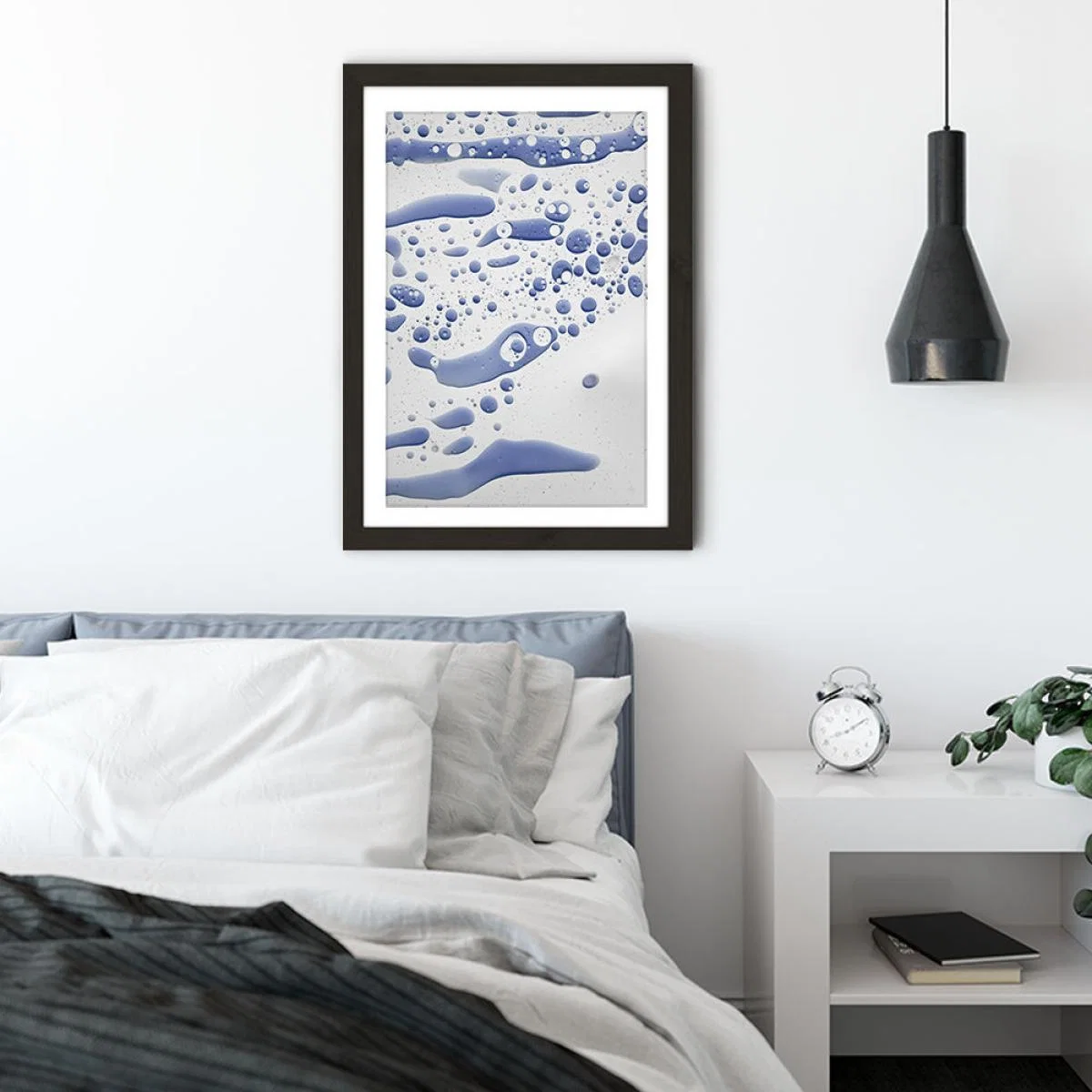 Abstract Colour Confetti – Ink Blue Art Print Black Frame – image 4