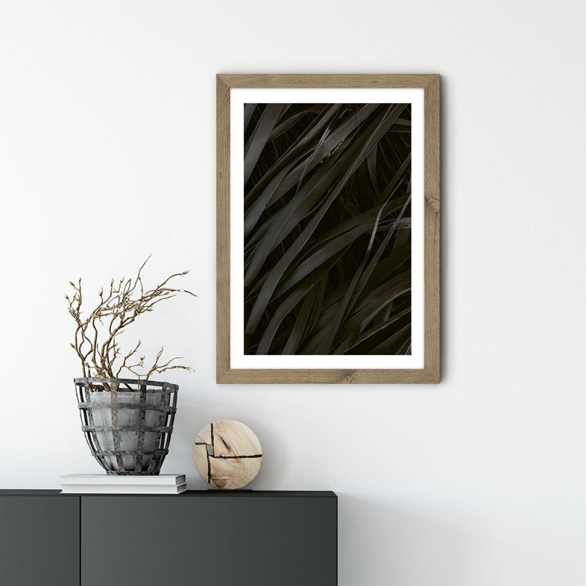 Black Palms Art Print Oak Frame – image 2