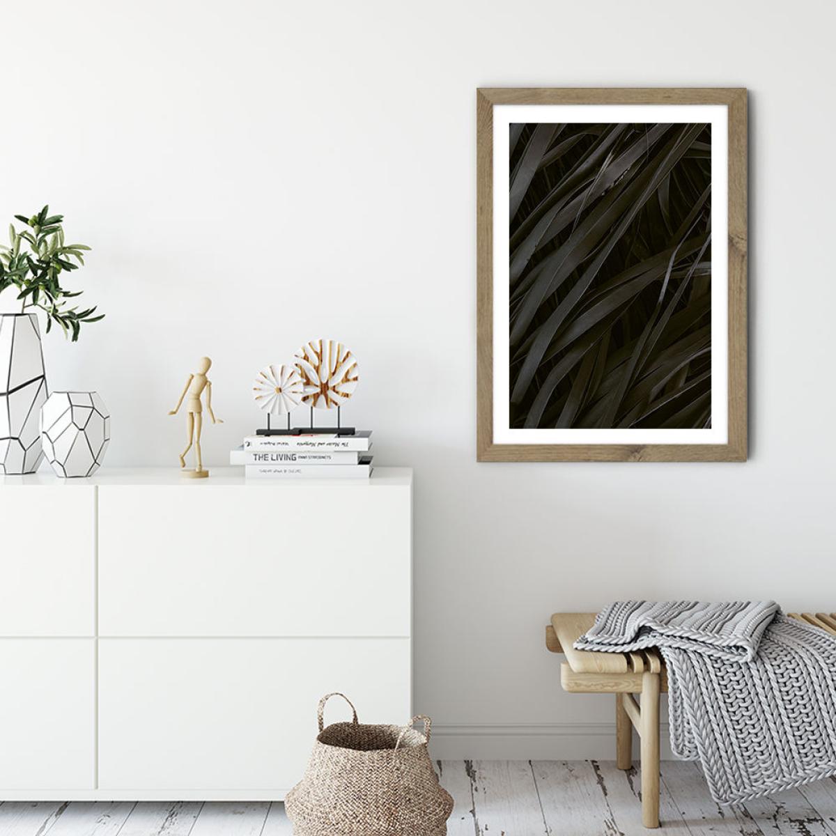 Black Palms Art Print Oak Frame – image 3