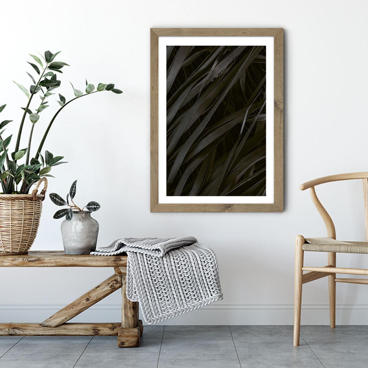 Black Palms Art Print Oak Frame – image 4