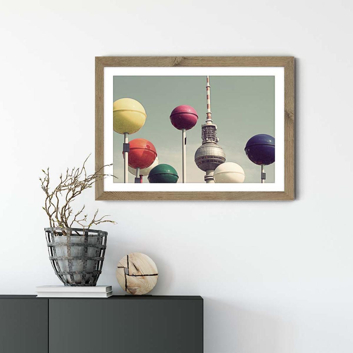 Kugeln 02 Art Print Oak Frame – image 2