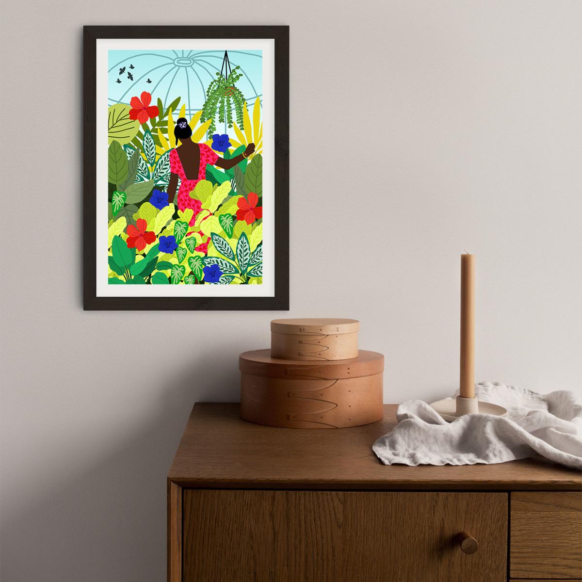 Walking In My Greenhouse Art Print Black Frame – image 2