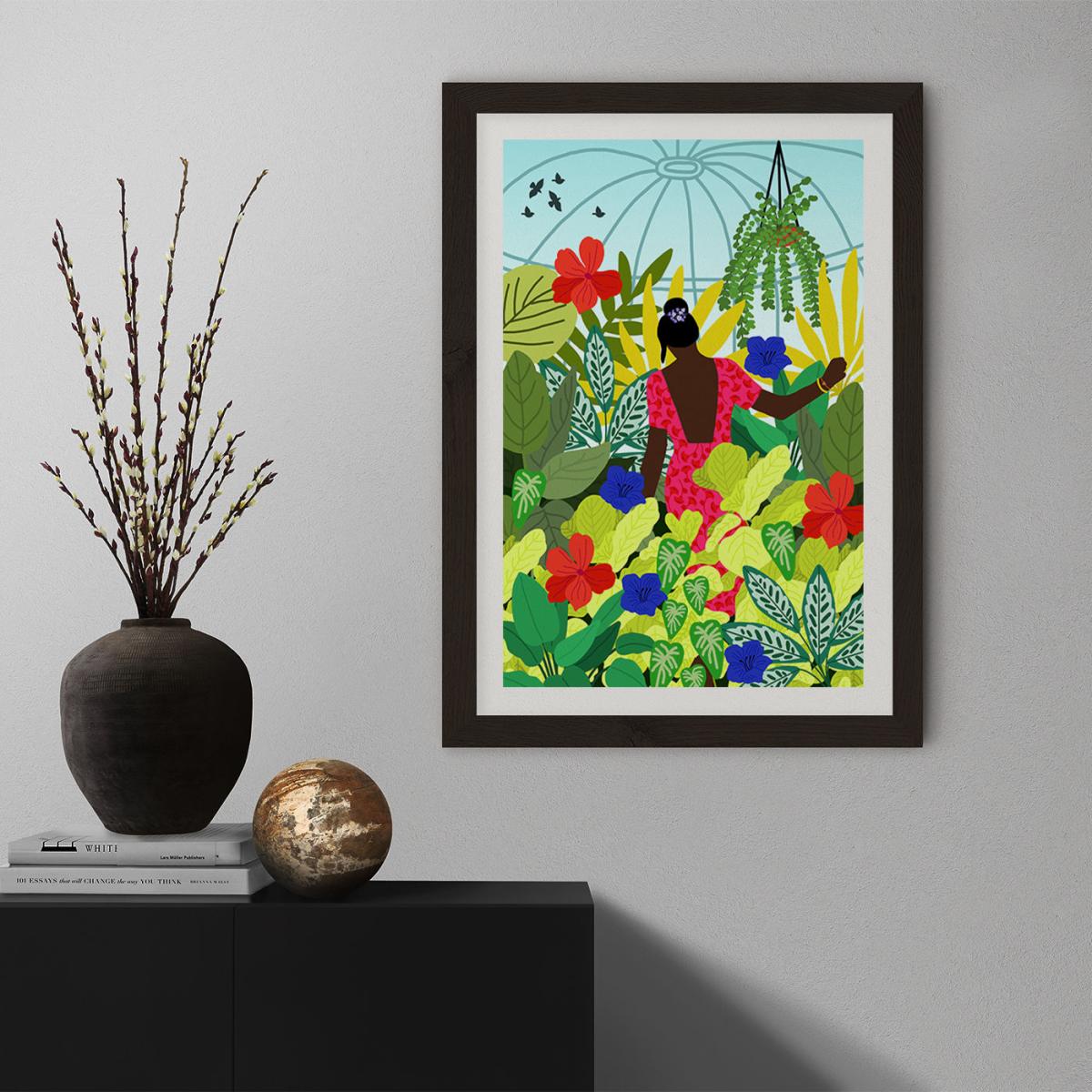 Walking In My Greenhouse Art Print Black Frame – image 6